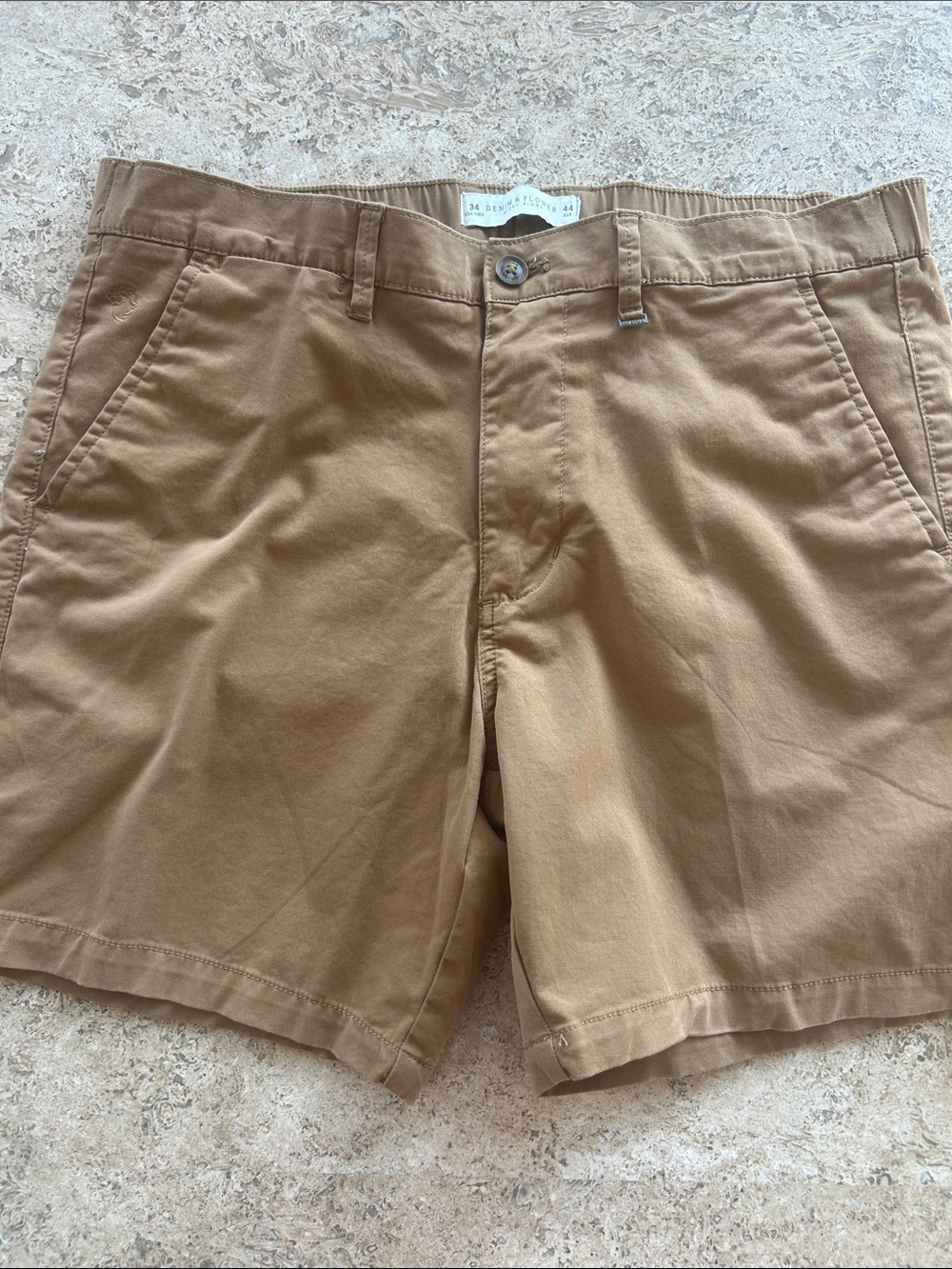 Denim & Flower Men's Khaki Flat Front Chino Shorts